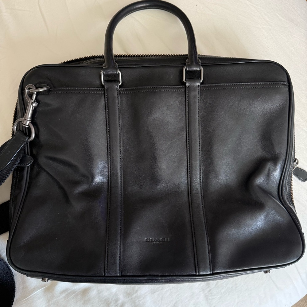 Coach Black Leather Briefcase Metropolitan Slim Brief - Picture 11 of 12
